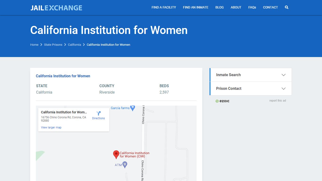California Institution for Women Prisoner Search | Visitation, Mail ...